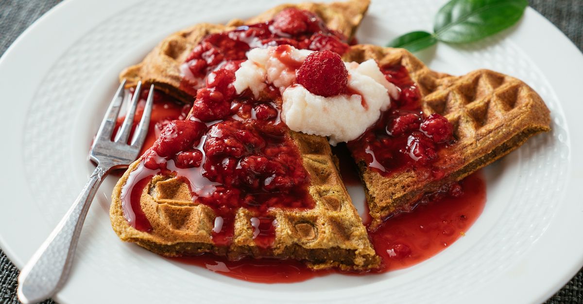 Vollkornwaffeln mit Himbeersauce - MiBon