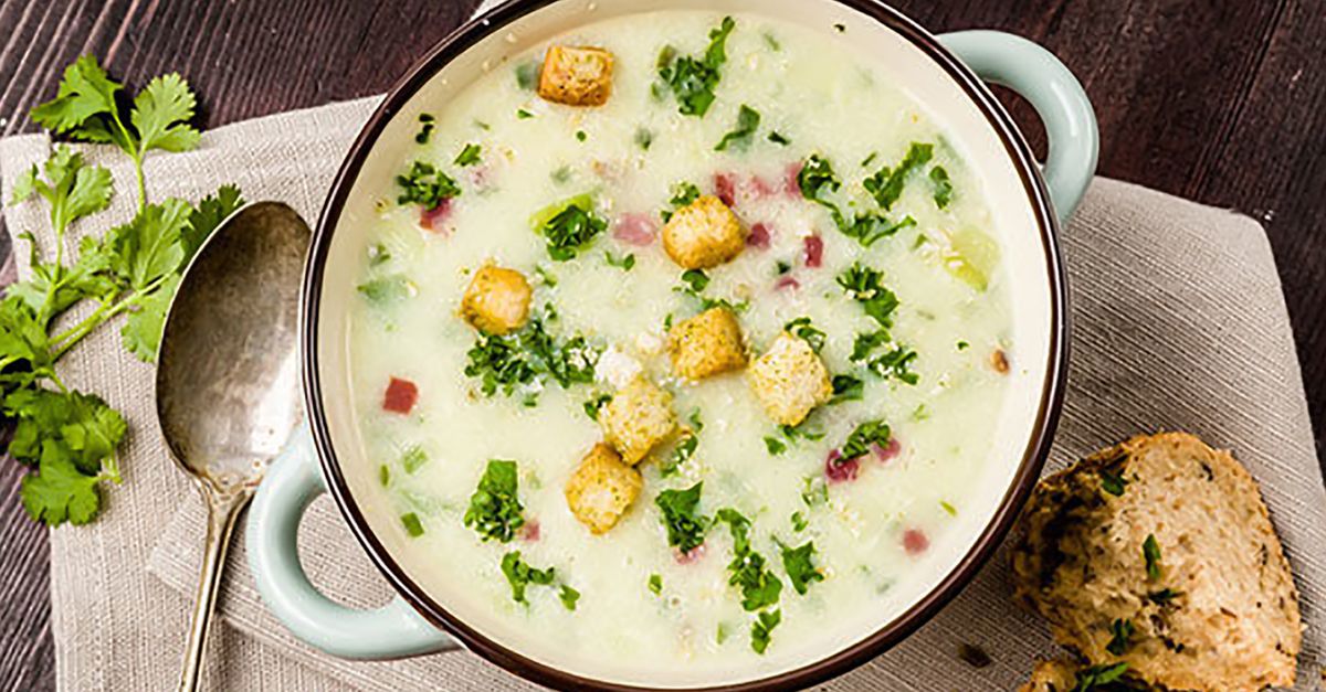Kartoffelsuppe mit Schinken und Crôutons - MiBon