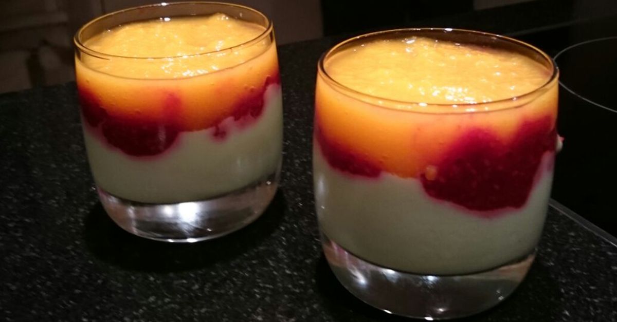 Mascarponecreme mit Himbeer-Pfirsich-Topping - MiBon