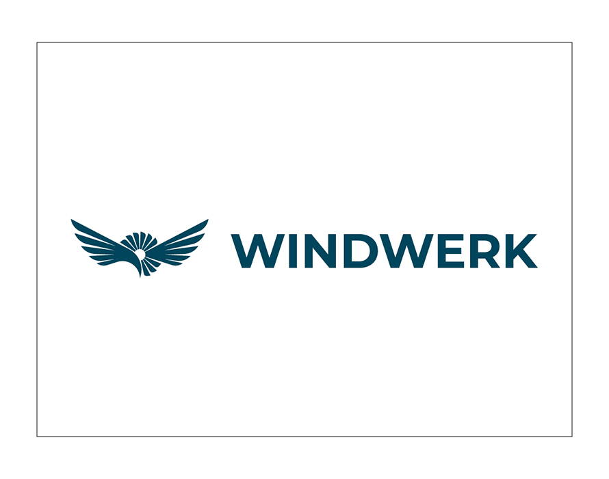 Logo mit dunkelblauem Schriftzug „Windwerk“ und stilisierten Flügeln links.