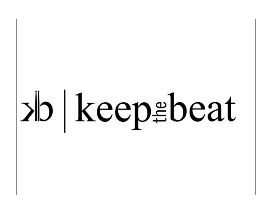 Schwarz-weisses Logo mit Schriftzug „keep the beat“ und stilisiertem Symbol „kb“.