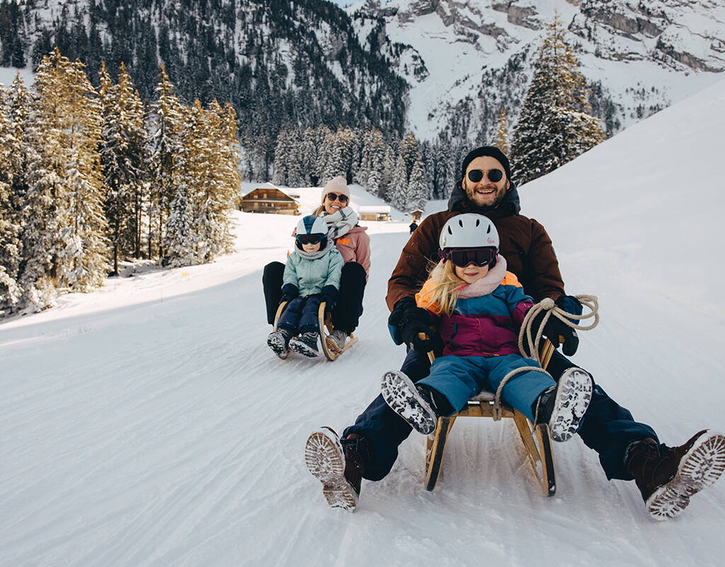 La piste de luge fraîchement préparée chaque jour mène à travers la forêt de sapins vers la vallée. Même les skieurs confirmés seront mis à l'épreuve sur la nouvelle descente de 5 kilomètres. Profite du rabais et savoure une descente fulgurante sur ta luge.