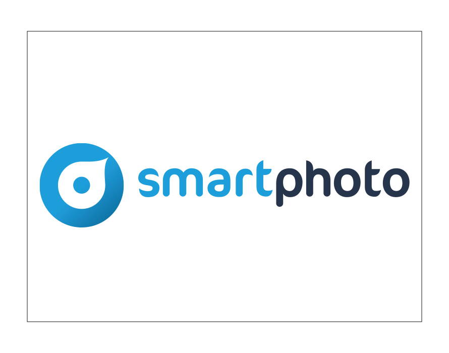 Logo mit blauem kreisförmigem Symbol und Schriftzug „smartphoto“ in Blau und Schwarz.