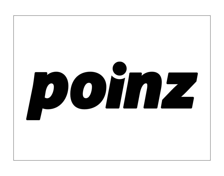 Logo nero con la scritta « poinz » in un carattere moderno e arrotondato su sfondo bianco.