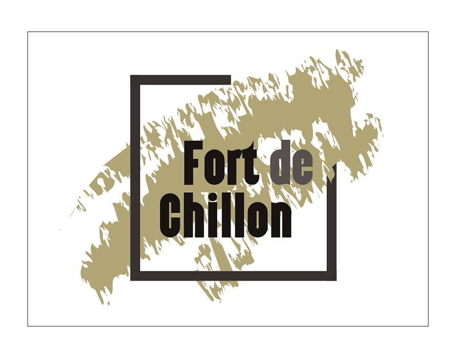 Offizielles Logo des Fort de Chillon mit stilisiertem Hintergrund und typografischem Schriftzug.